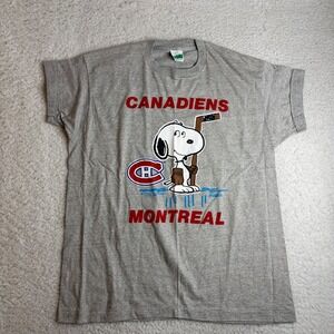 1988 Montreal Canadiens Snoopy T-Shirt XL Gray NHL Hockey Peanuts Waves Tag
